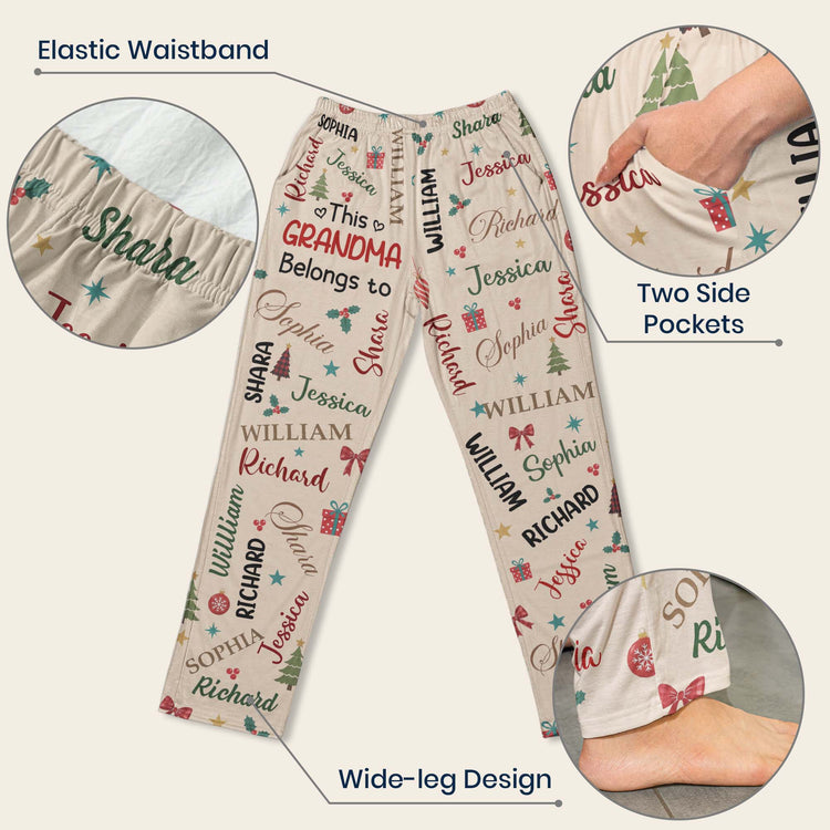 This Grandma Belongs To Custom Grandkids Names Christmas Gifts For Grandma, Nana, Mimi - Personalized Lounge Pants 6