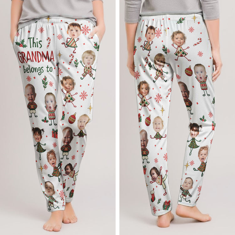 This Grandma Belongs To Custom Photo Christmas Gifts - Personalized Lounge Pants 2