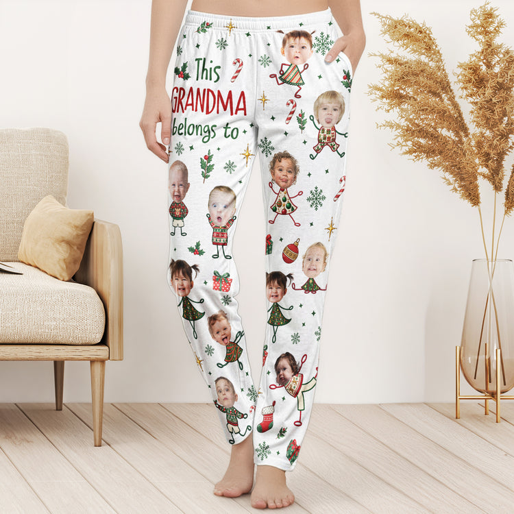 This Grandma Belongs To Custom Photo Christmas Gifts - Personalized Lounge Pants 3