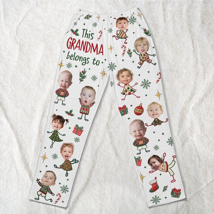 This Grandma Belongs To Custom Photo Christmas Gifts - Personalized Lounge Pants 4