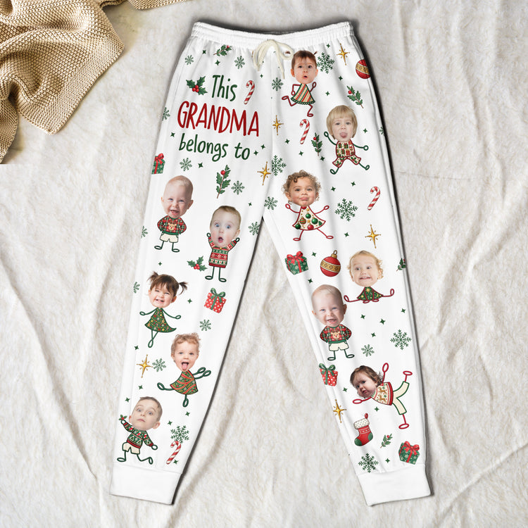 This Grandma Belongs To Custom Photo Christmas Gifts - Personalized Lounge Pants 5