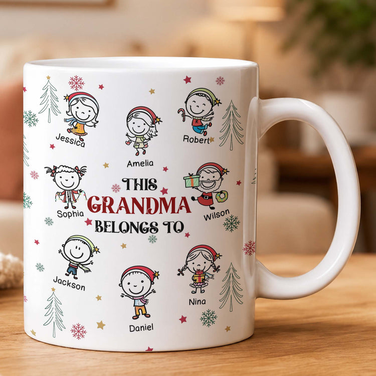 This Grandma Belongs To Doodle Christmas - Personalized Mug 3