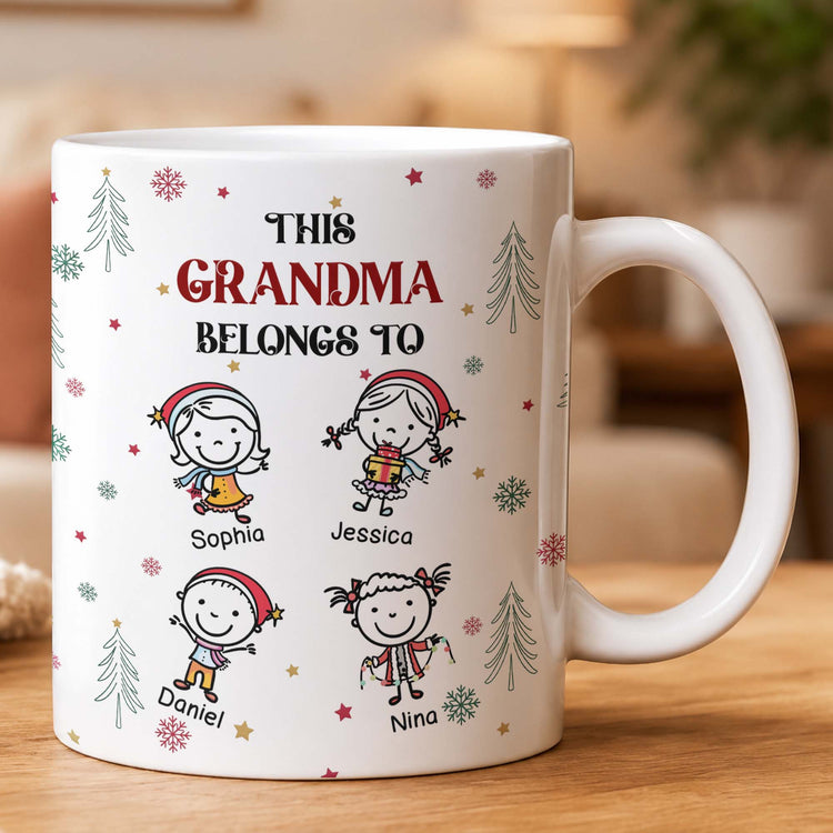 This Grandma Belongs To Doodle Christmas - Personalized Mug 4