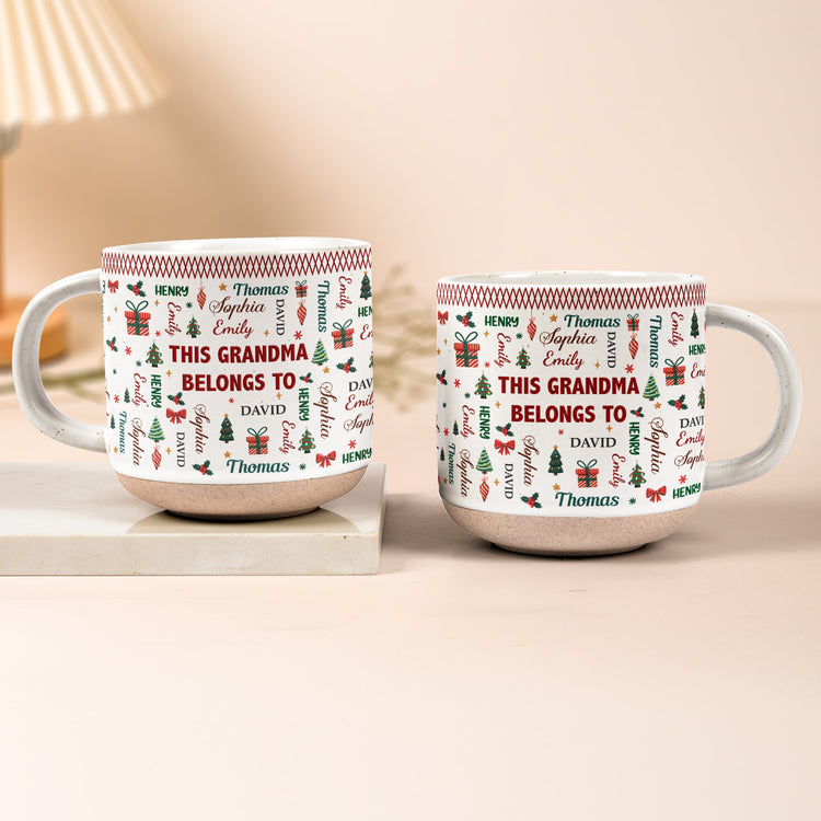 This Grandma Belongs To Pattern Christmas Name - Personalized Mug 2
