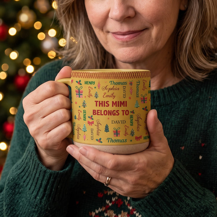 This Grandma Belongs To Pattern Christmas Name - Personalized Mug 3