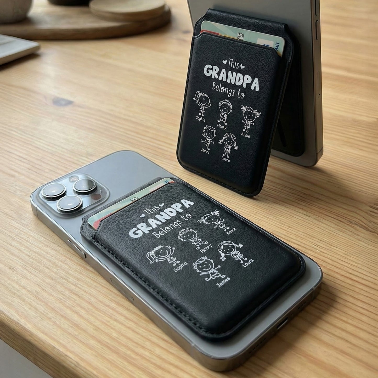 This Grandpa Belongs To - Custom For Dad, Mom, Grandma, Papa With Kids' Names - Personalized Wallet Compatible With Magsafe
