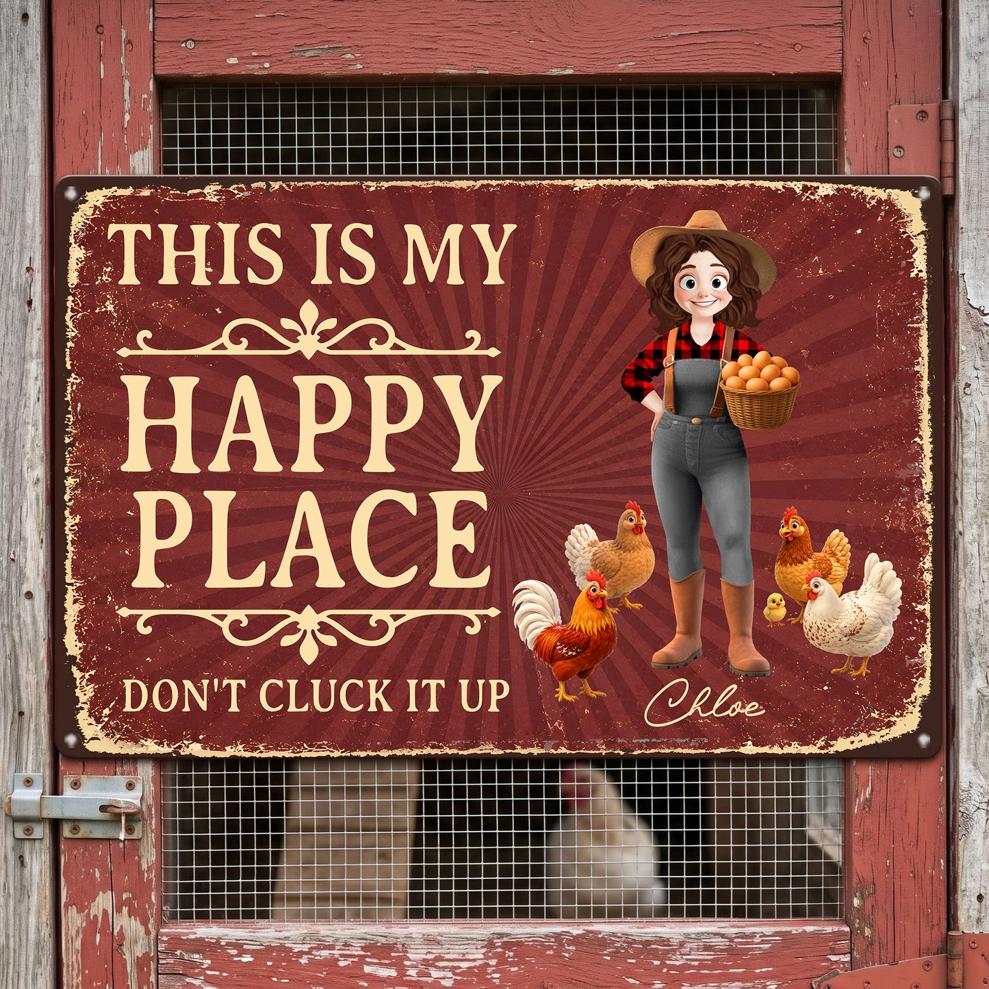 This Is My Happy Place Funny Gift For Gardener Farmer - Personalized Metal Sign 1