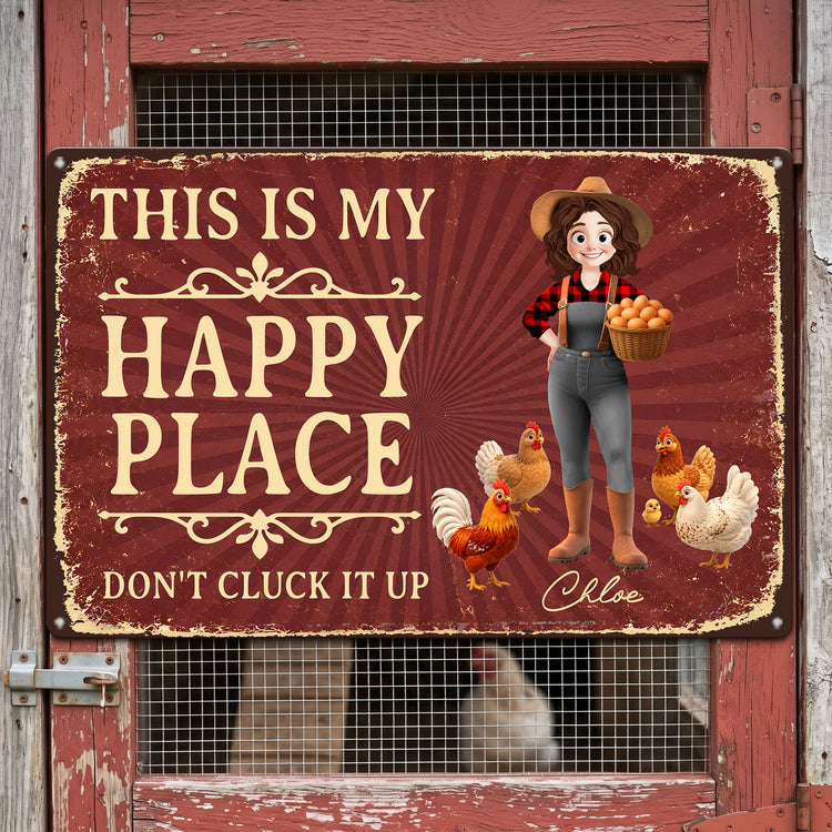 This Is My Happy Place Funny Gift For Gardener Farmer - Personalized Metal Sign 1