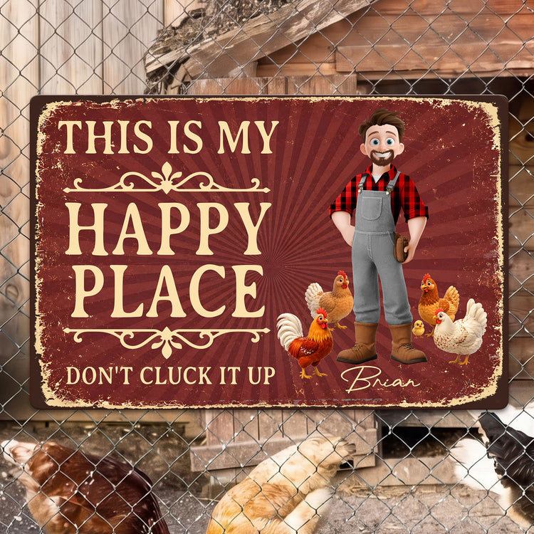 This Is My Happy Place Funny Gift For Gardener Farmer - Personalized Metal Sign 3