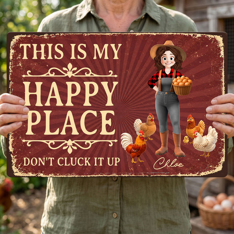 This Is My Happy Place Funny Gift For Gardener Farmer - Personalized Metal Sign 4