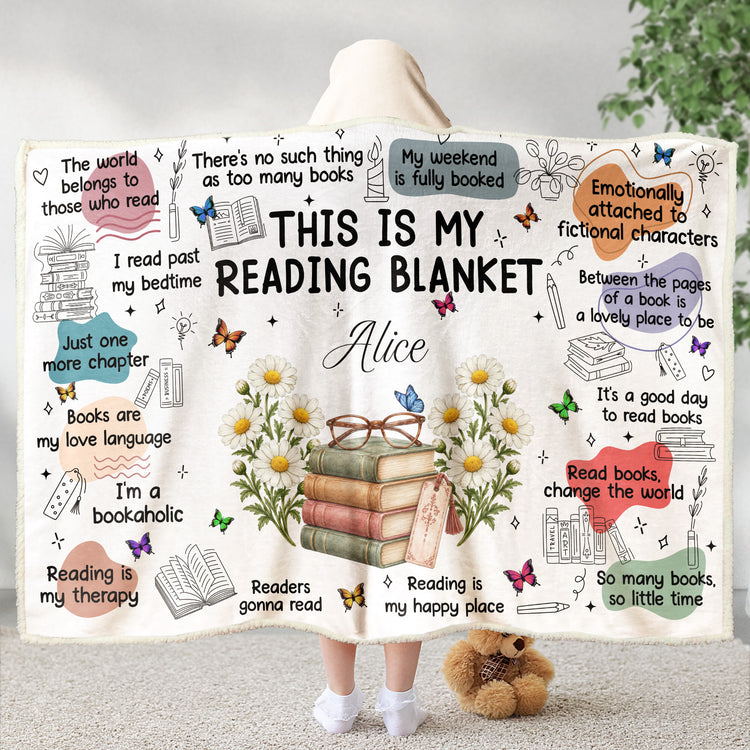 This Is My Reading Blanket Custom Name & Birth Flower For Her, Daughter, Friends, Sisters - Personalized Blanket Hoodie 6