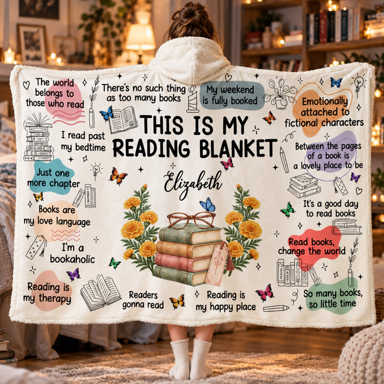 This Is My Reading Blanket Custom Name & Birth Flower For Her, Daughter, Friends, Sisters - Personalized Blanket Hoodie 7