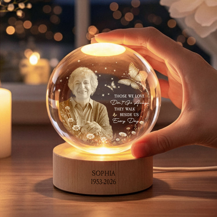 Those We Love Don't Go Aways Custom Photo Memorial Gifts - Personalized Night Light 4