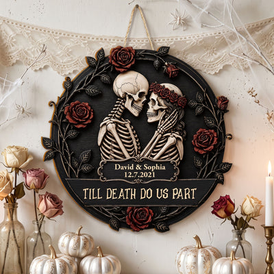 Till Death Do Us Part Gothic Romance Anniversary Gift For Him, Her - Personalized Wood Sign