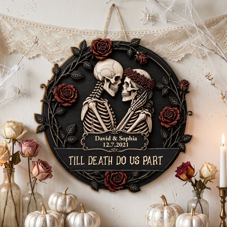 Till Death Do Us Part Gothic Romance Anniversary Gift For Him, Her - Personalized Wood Sign 1