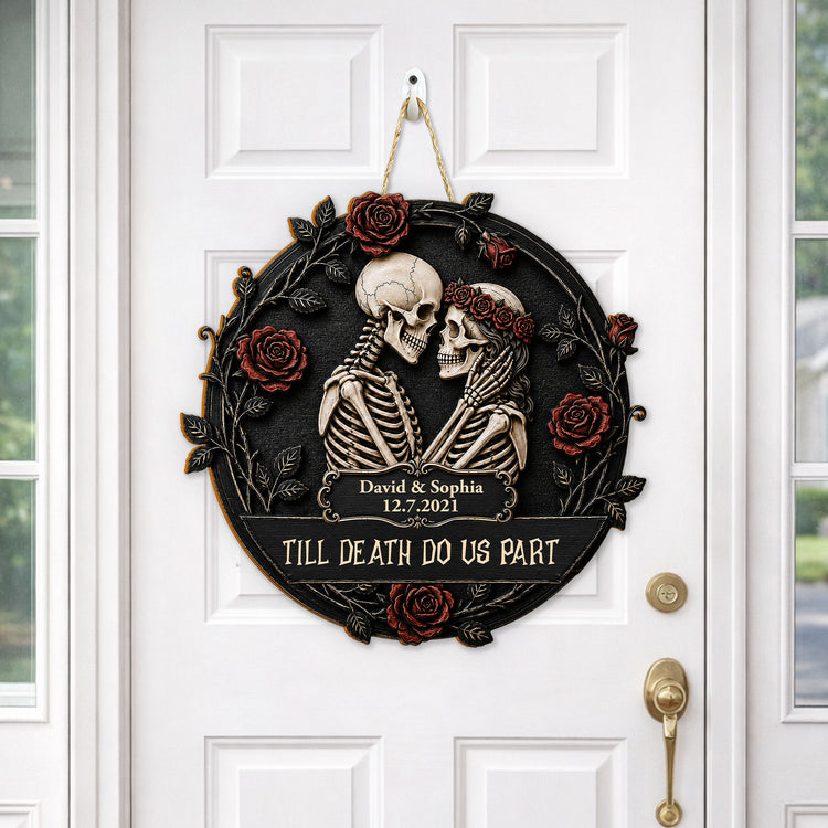 Till Death Do Us Part Gothic Romance Anniversary Gift For Him, Her - Personalized Wood Sign 3