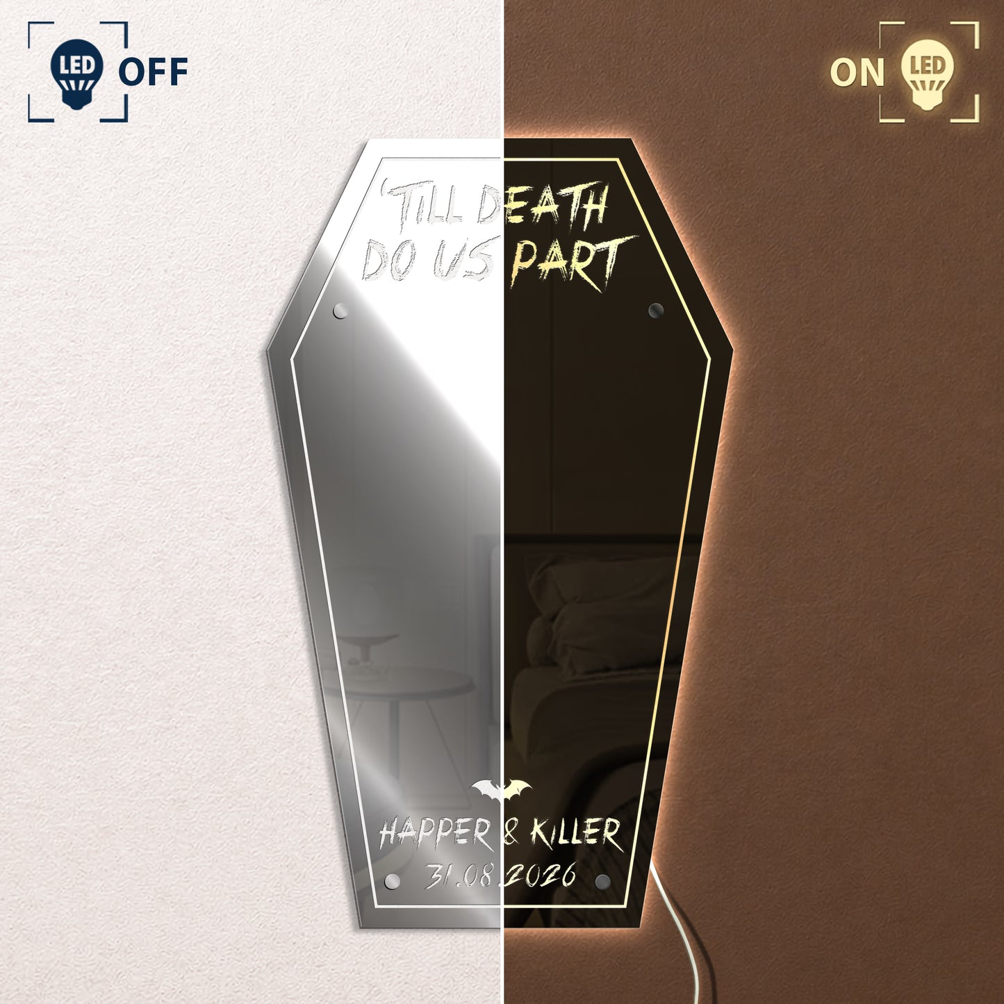 Till Death Do Us Part - Personalized LED Mirror 3