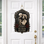 Till Death Do Us Part Skull Couple Anniversary Gift For Him, Her - Personalized Wood Sign 3
