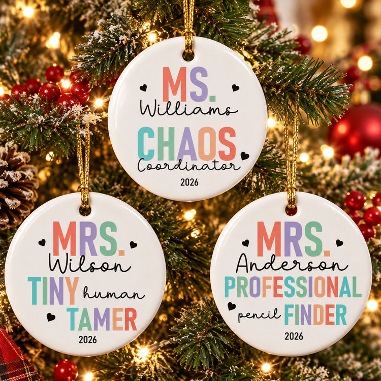 Tiny Human Tamer Teacher Appreciation Year End Gift - Personalized Ornament 1