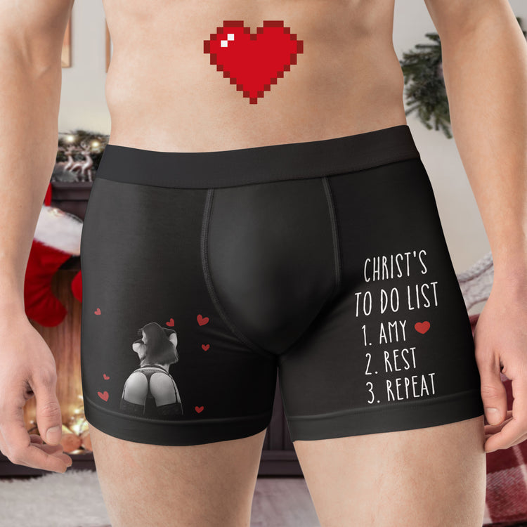 To Do List Funny Adult Naughty Gifts For Him - Upload Spicy Photo - Personalized Boxer 1