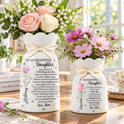 To My Daughter From Mom, Dad - Sentimental Gift, Keepsake Gift - Personalized Vase