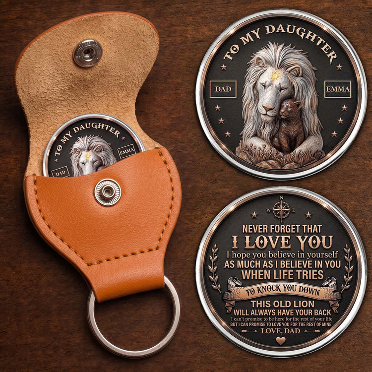 To My Daughter Never Forget I Love You Steel Lion - Personalized Pocket Hug 1