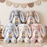 To My Grandson Never Forget How Much I Love You Custom Photo - Personalized Bunny Plush 3