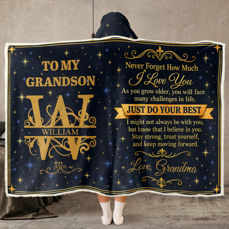 To My Grandson Never Forget How Much I Love You - Personalized Blanket 1