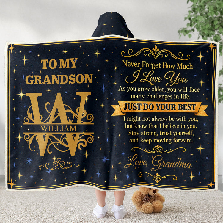To My Grandson Never Forget How Much I Love You - Personalized Blanket 4