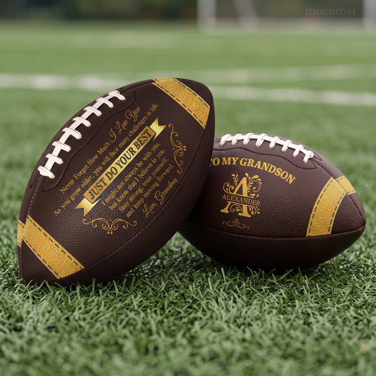 To My Grandson Never Forget How Much I Love You - Personalized Football 1