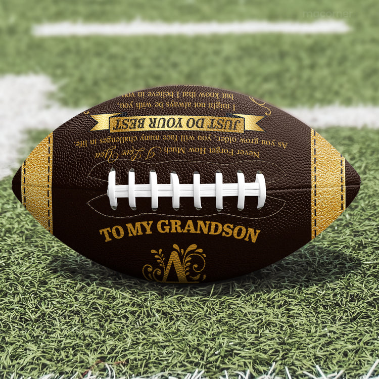 To My Grandson Never Forget How Much I Love You - Personalized Football 3