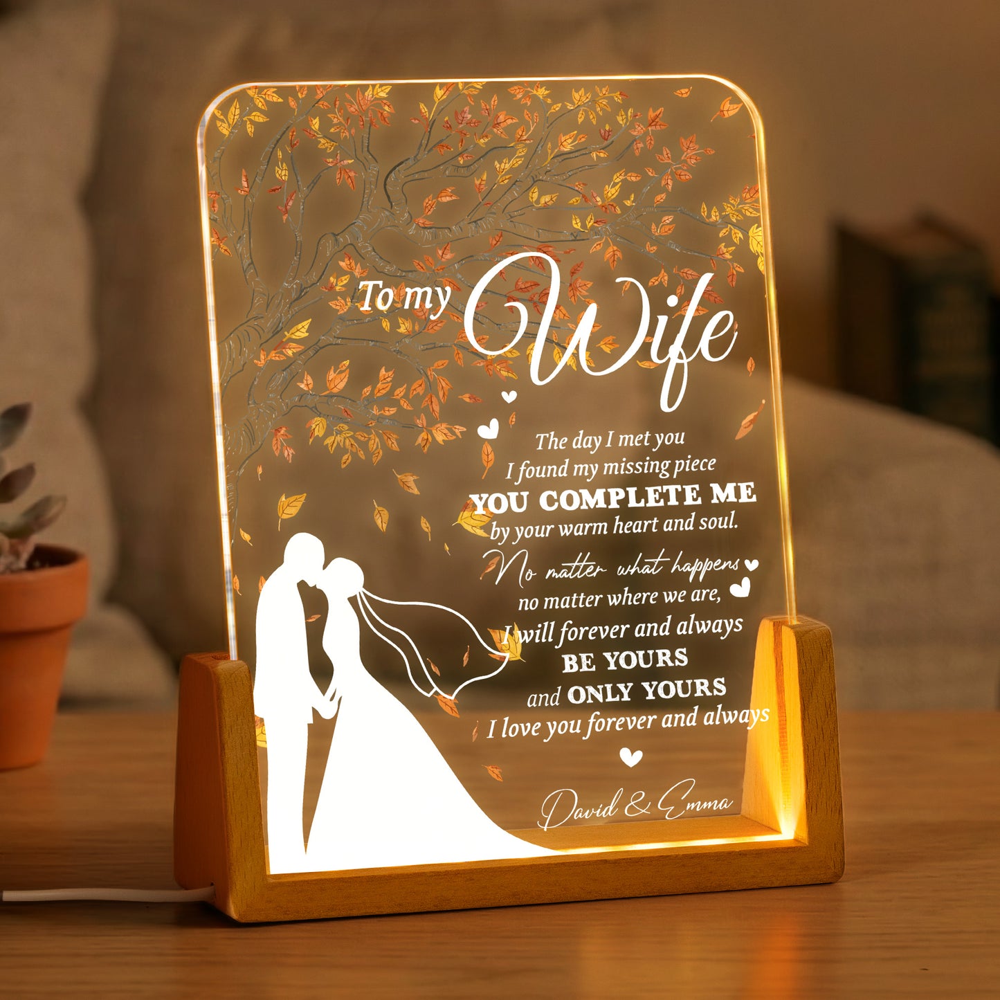 To My Wife Gift Never Forget That I Love You - Personalized Night Light 1
