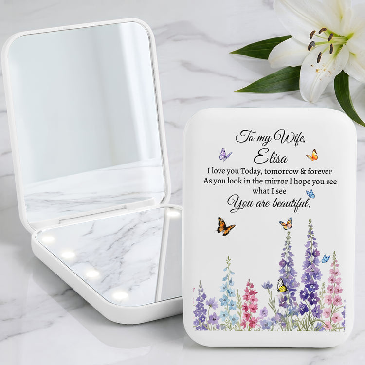 To My Wife You Are Beautiful Custom Name & Birth Flower Gifts For Her, Wife, Girlfriend - Personalized Mirror 1