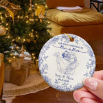 Toile De Jouy Your Photo - Our First Christmas As Mr. Mrs. - Personalized Ornament 1