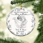 Toile De Jouy Your Photo - Our First Christmas As Mr. Mrs. - Personalized Ornament 2
