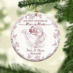 Toile De Jouy Your Photo - Our First Christmas As Mr. Mrs. - Personalized Ornament 3
