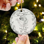 Toile De Jouy Your Photo - Our First Christmas As Mr. Mrs. - Personalized Ornament 5
