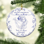 Toile De Jouy Your Photo - Our First Christmas As Mr. Mrs. - Personalized Ornament 12