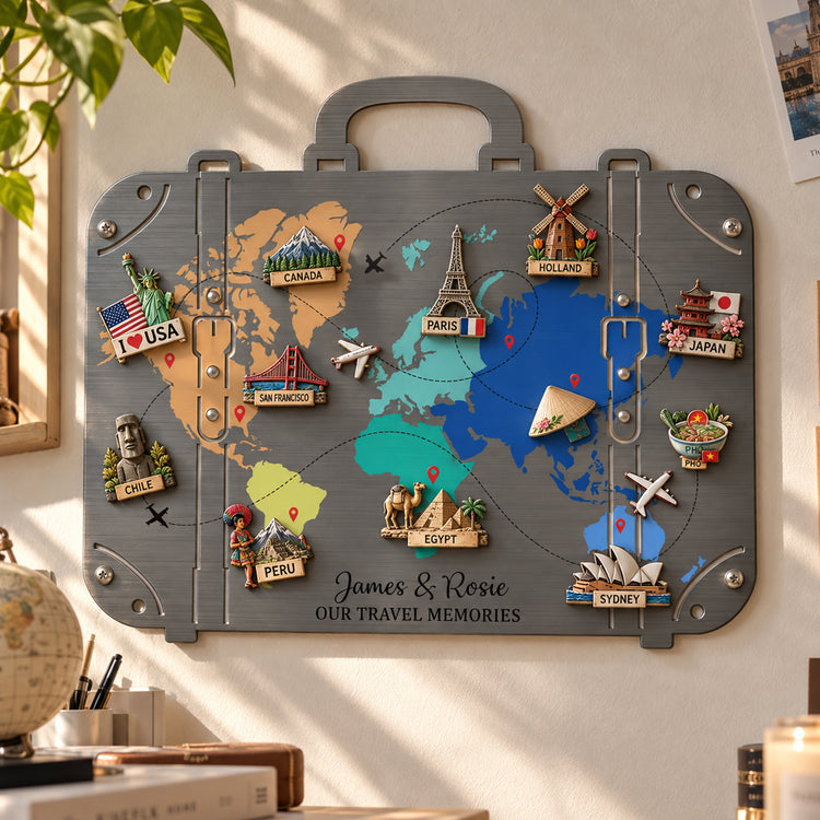 Travel Couple Memories - Personalized Magnet Board  2