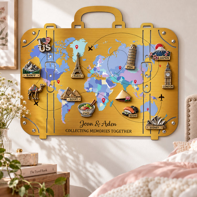 Travel Couple Memories - Personalized Magnet Board  3