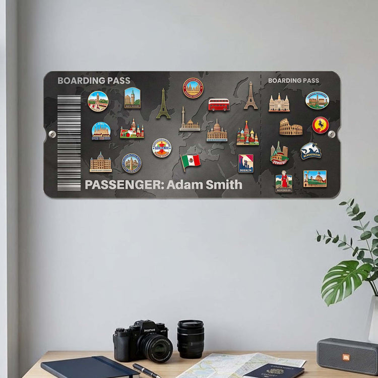 Travel Ticket Memories - Personalized Magnet Board 2