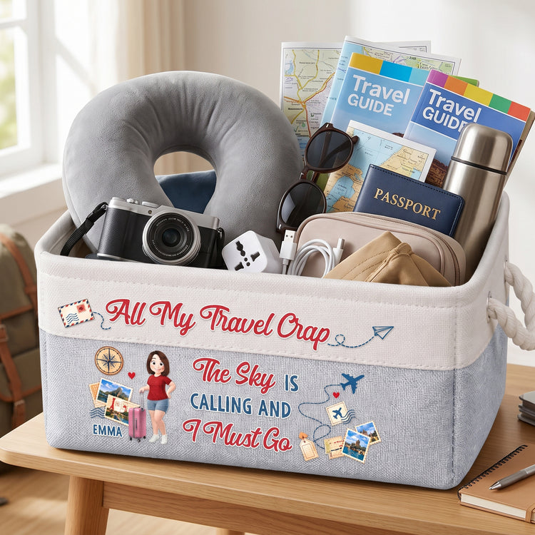 Traveling Basket - The Sky Is Calling And I Must Go - Personalized Storage Basket 1