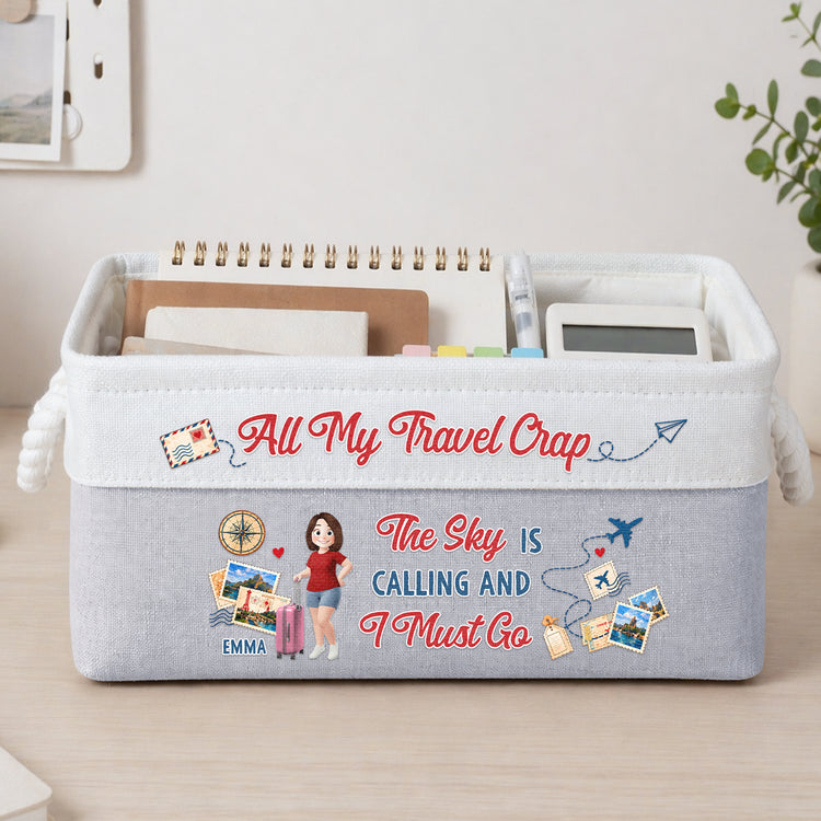 Traveling Basket - The Sky Is Calling And I Must Go - Personalized Storage Basket 3