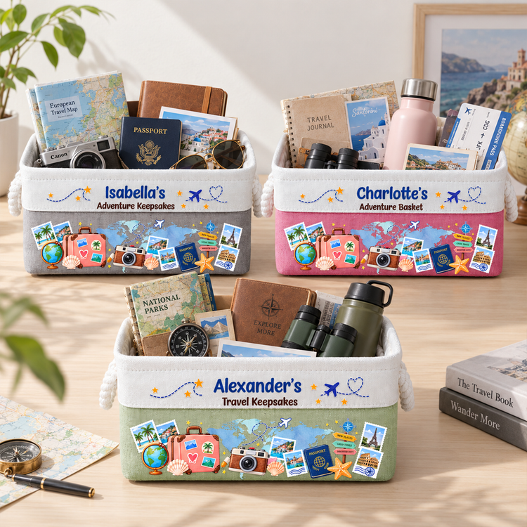 Traveling Memories Adventure Basket, Souvenir & Essentials - Personalized Storage Basket 5