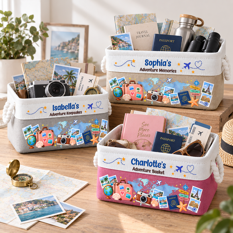 Traveling Memories Adventure Basket, Souvenir & Essentials - Personalized Storage Basket 6