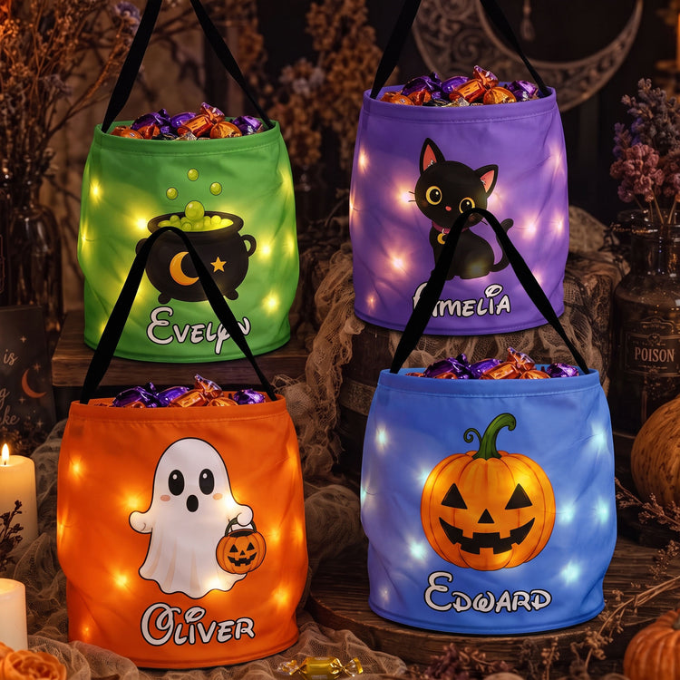 Trick Or Treat Bag, Personalized Halloween Bucket, Led Light Halloween Party Bag For Kids - Personalized Halloween Basket 2
