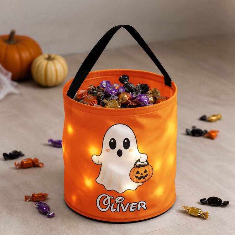Trick Or Treat Bag, Personalized Halloween Bucket, Led Light Halloween Party Bag For Kids - Personalized Halloween Basket 6