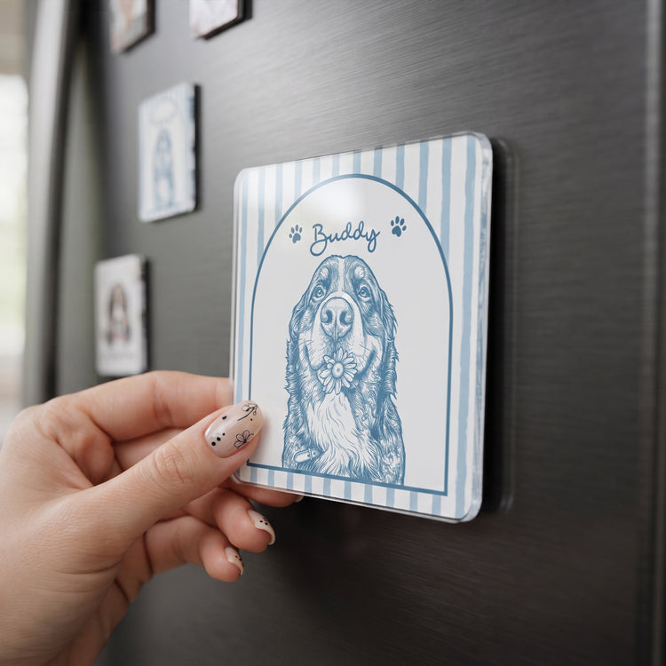 Turn Pet Photo Into Art - Gifts For Dog Lovers, Cat Lovers - Vintage Frame - Personalized Magnet 3