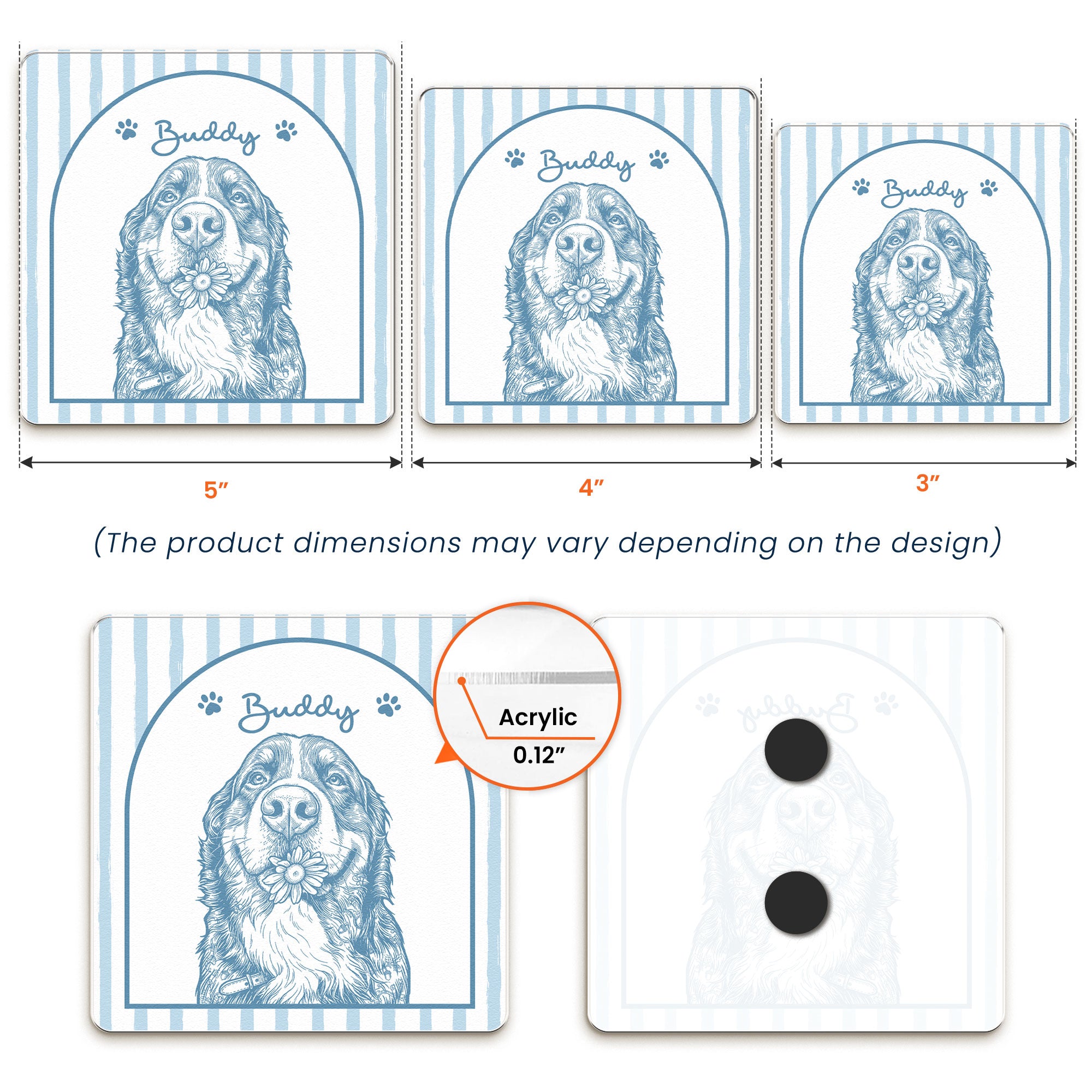 Turn Pet Photo Into Art - Gifts For Dog Lovers, Cat Lovers - Vintage Frame - Personalized Magnet 5