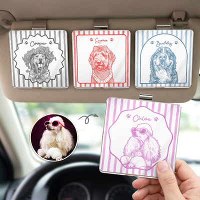 Turn Pets' Photo Into Art - Vintage Stripe - Personalized Car Visor Clip